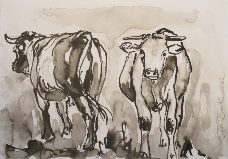 Glücka und Reima,  Tuschezeichnung, 14,8x21 cm, 2012