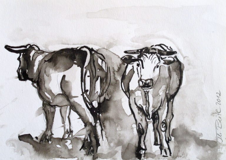 GLÜCKA UND REIMA, 2012, Tuschezeichnung, 14,8x21cm