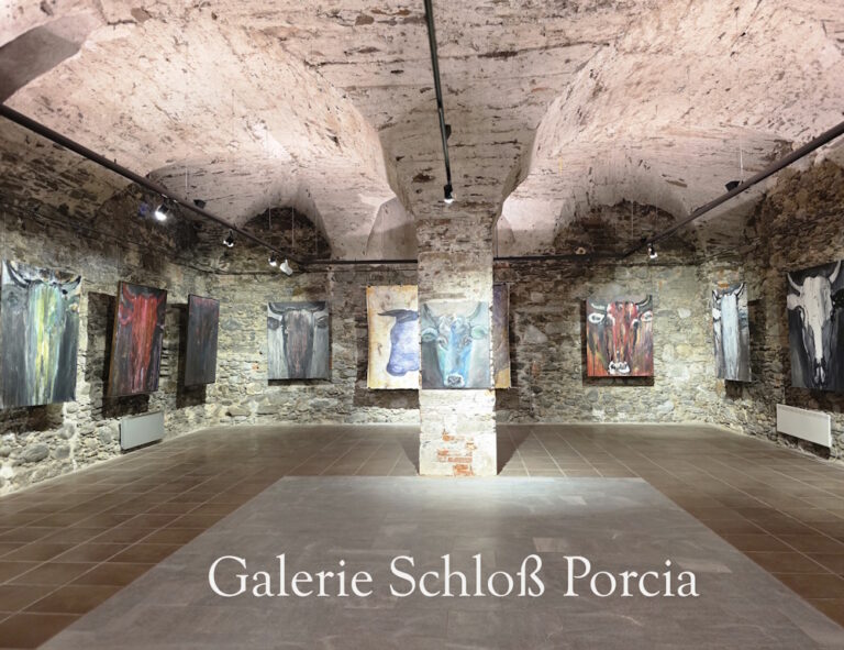 Der Salamancasaal des Schloß Porcia zeigt einzigartige Werke aus der Reihe Caput Bovis der Berliner Malerin Theresa Beitl